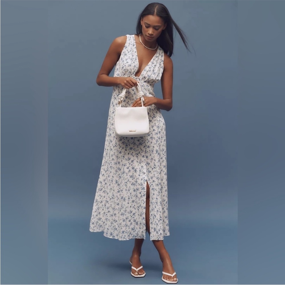 Reformation Ceara V-Neck Midi Dress, SIZE 2